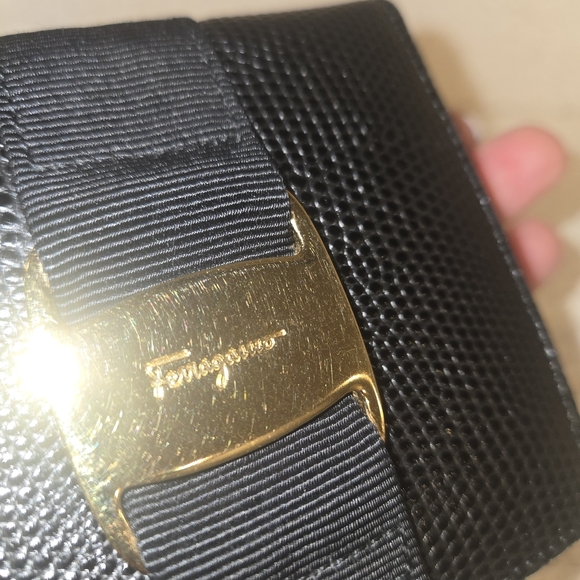 Salvatore Ferragamo Black Wallet with Gold Accent - Picture 5 of 12